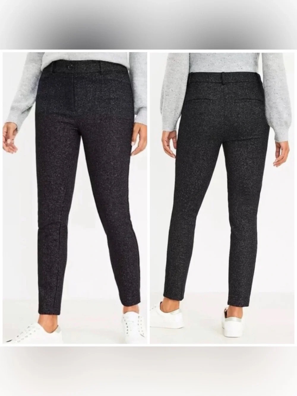 NWT LOFT Sutton Skinny Black Shimmer Pants